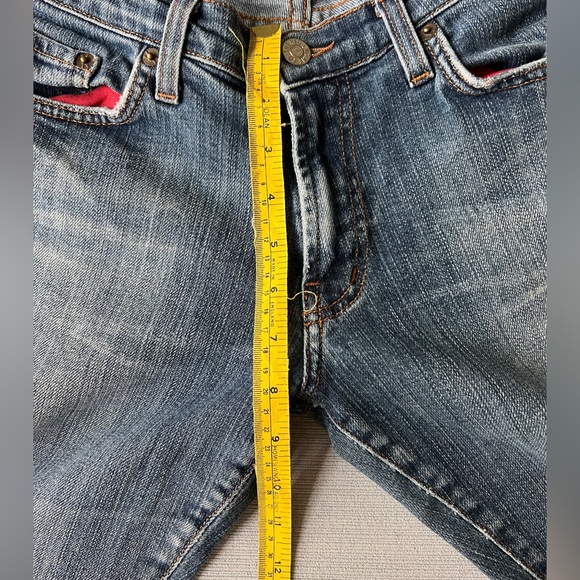 Red Engine Denim Blue Jeans Wide Leg Cropped Frayed Hem. Size 29 - Picture 7 of 9